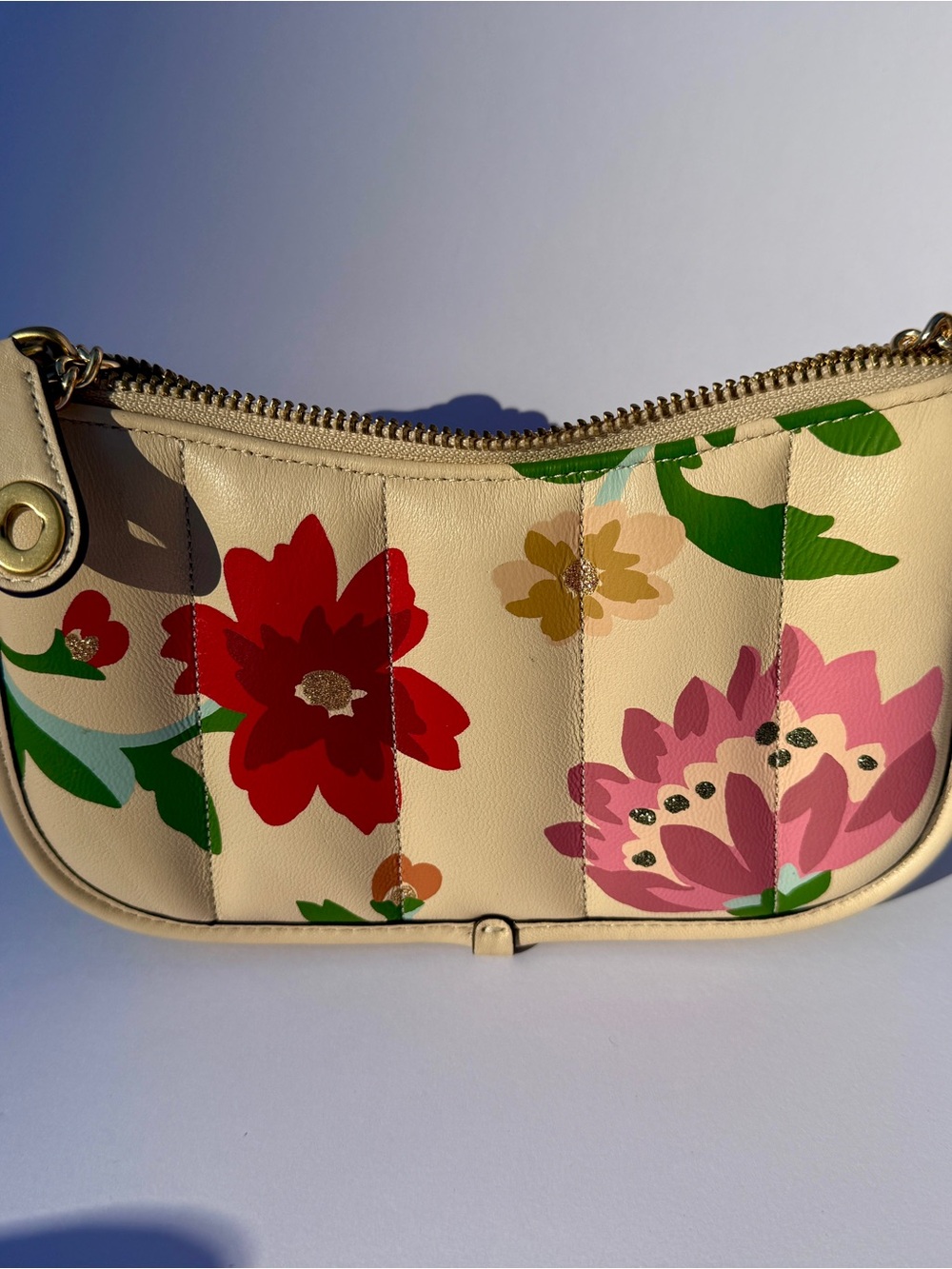 Rare Coach Cream Floral Leather Crossbody Bag - Picture 2 of 8